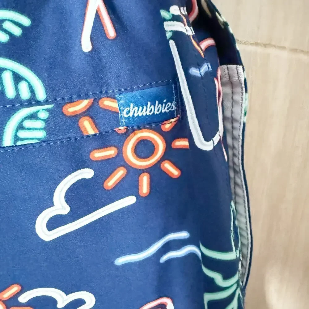 Chubbies The Classic Swim Trunk in Neon Lights Navy Blue 5.5